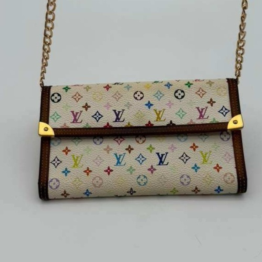 Louis Vuitton Multicolor Monogram Long Wallet Murakami Authentic‎ Chain Included